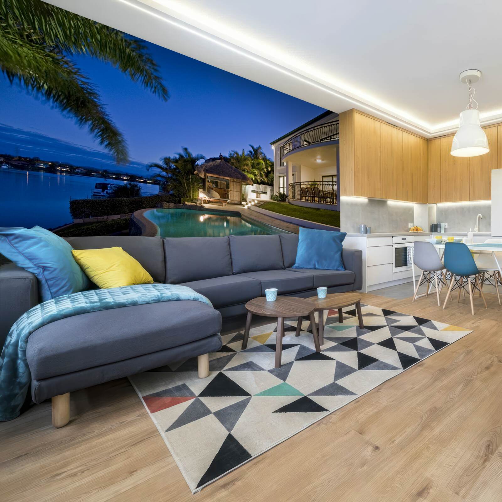 Fototapeta luxusný bazén vedľa objektu