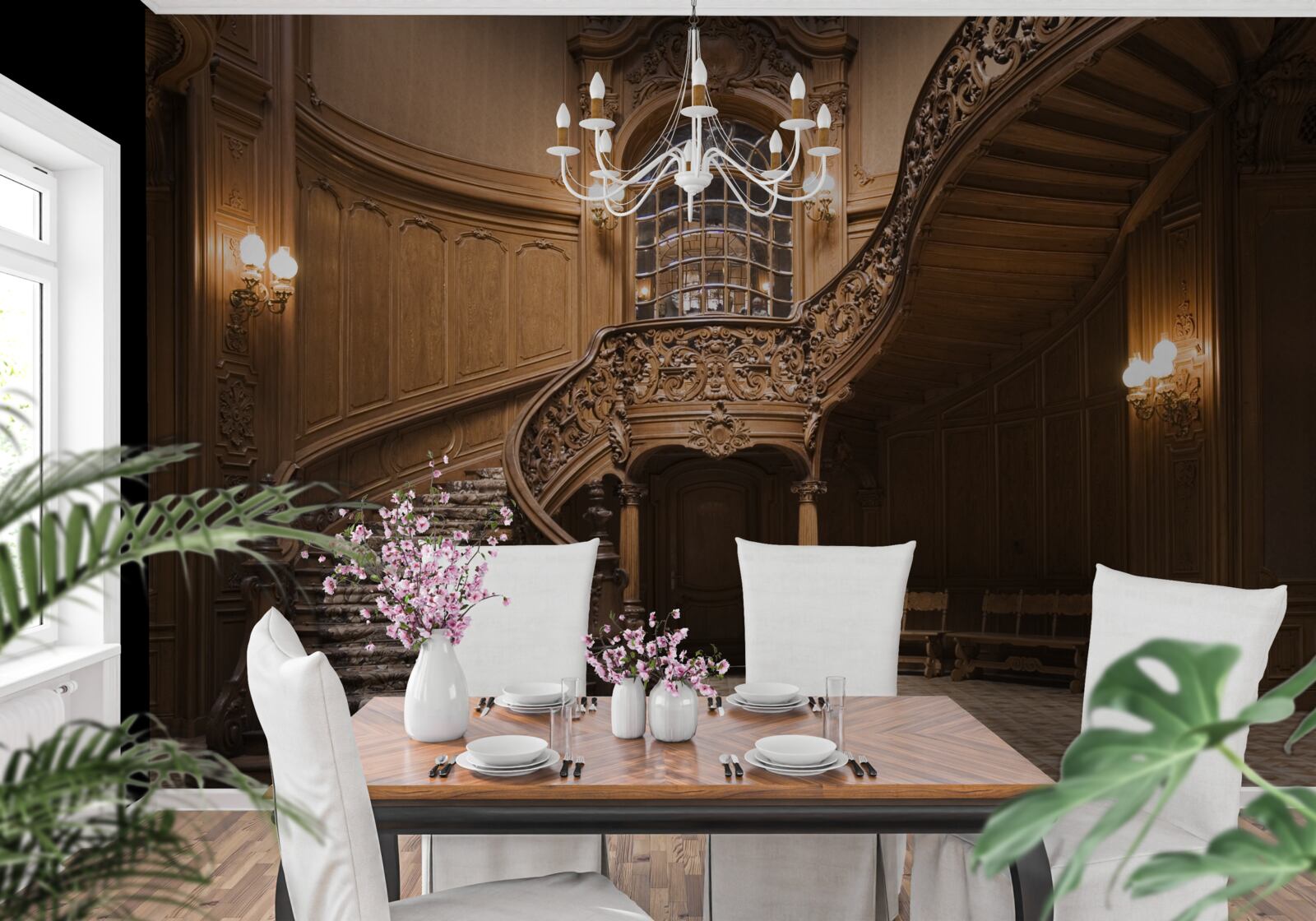 Fototapeta drevené schody v internátnom dome