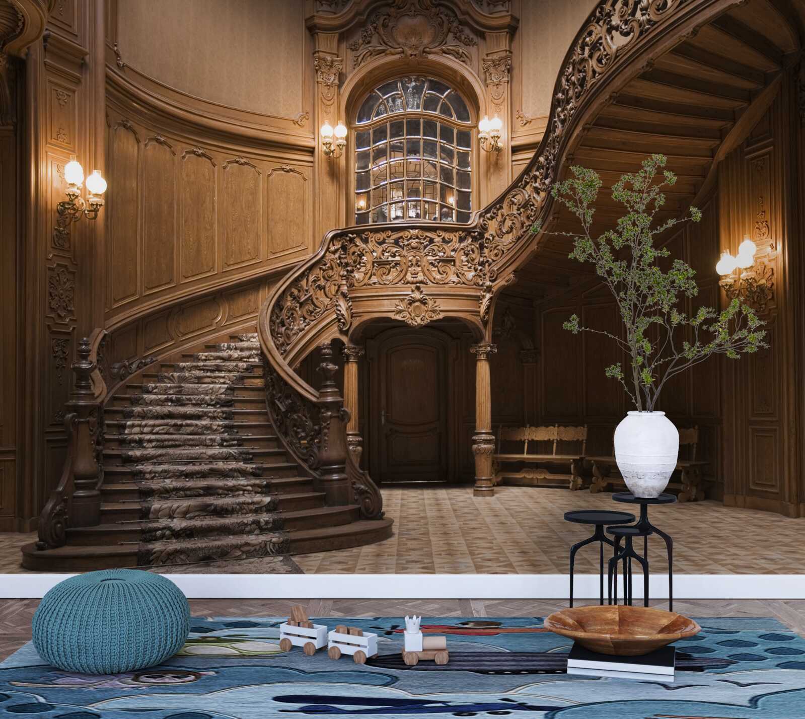 Fototapeta drevené schody v internátnom dome