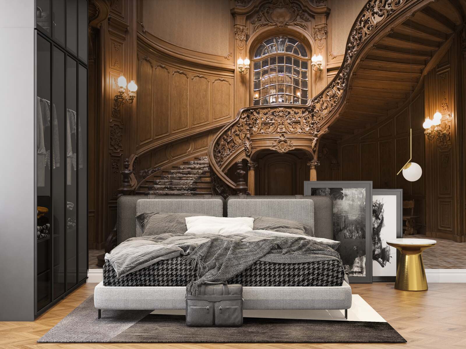 Fototapeta drevené schody v internátnom dome