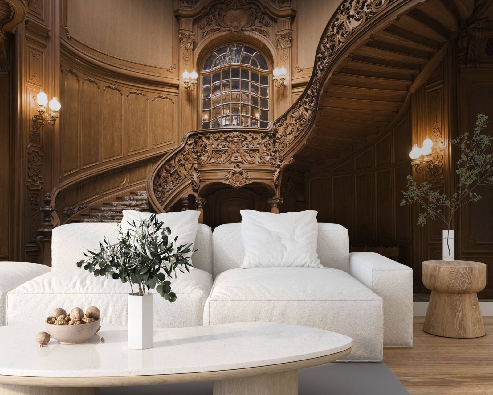 Fototapeta drevené schody v internátnom dome