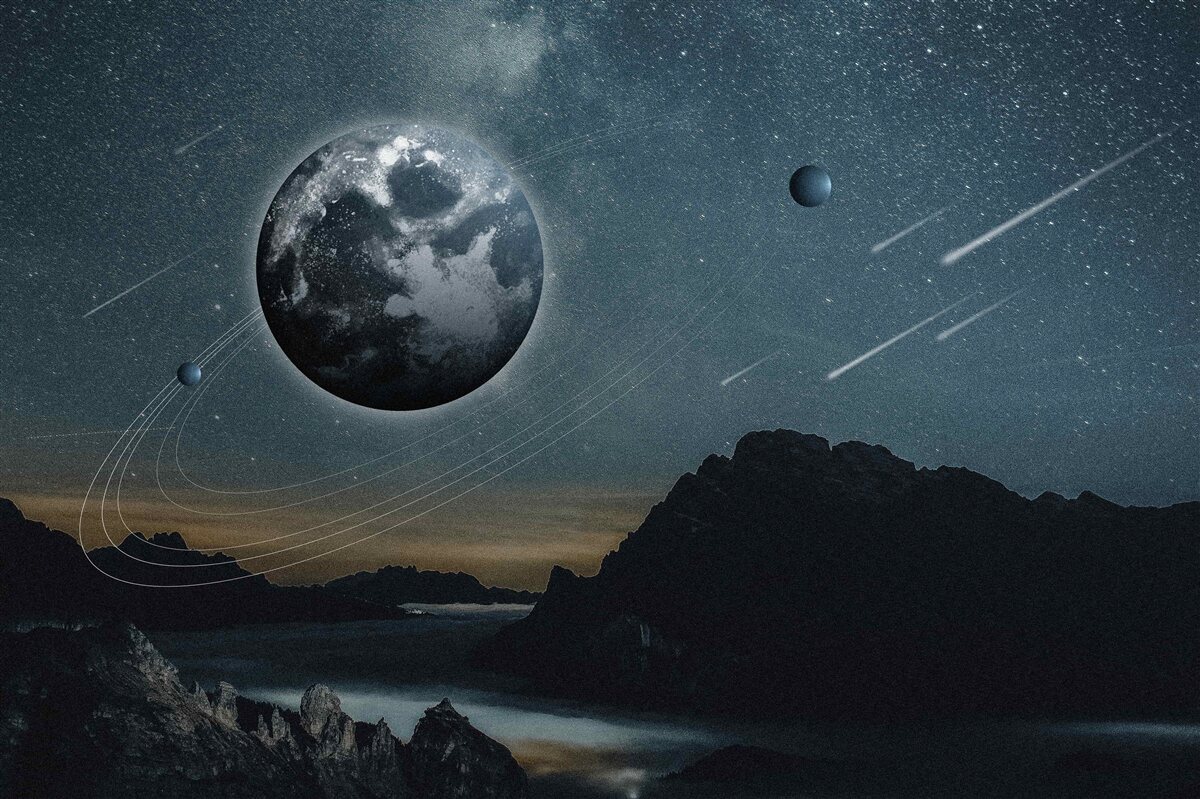 Fototapeta meteorický roj a satelit Zeme