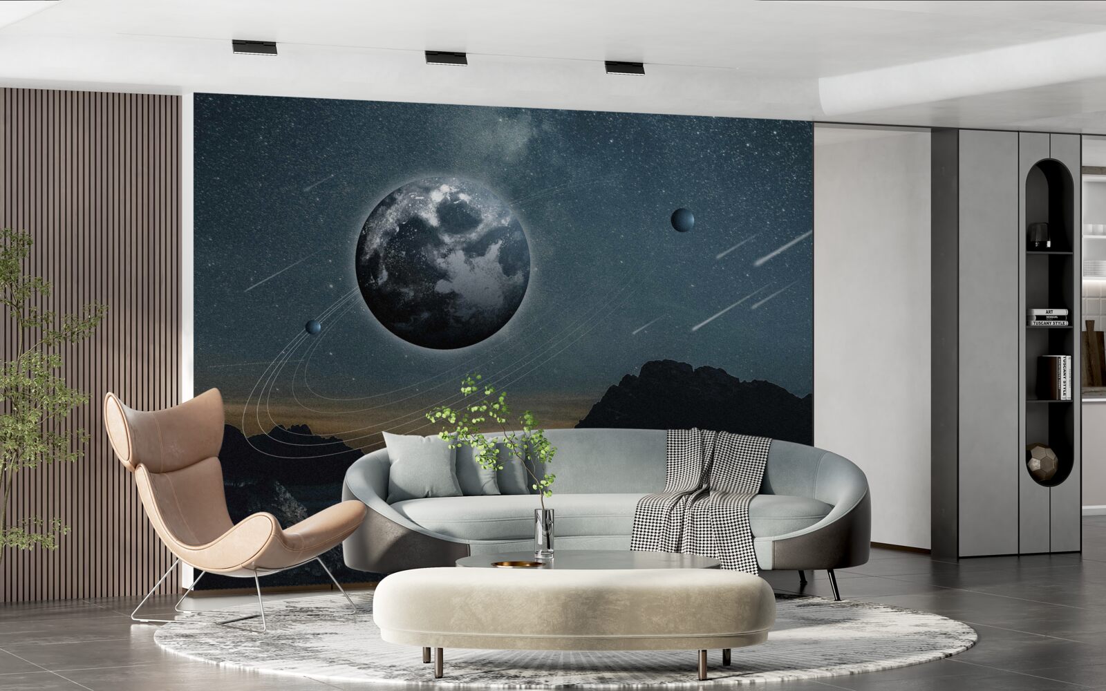 Fototapeta meteorický roj a satelit Zeme