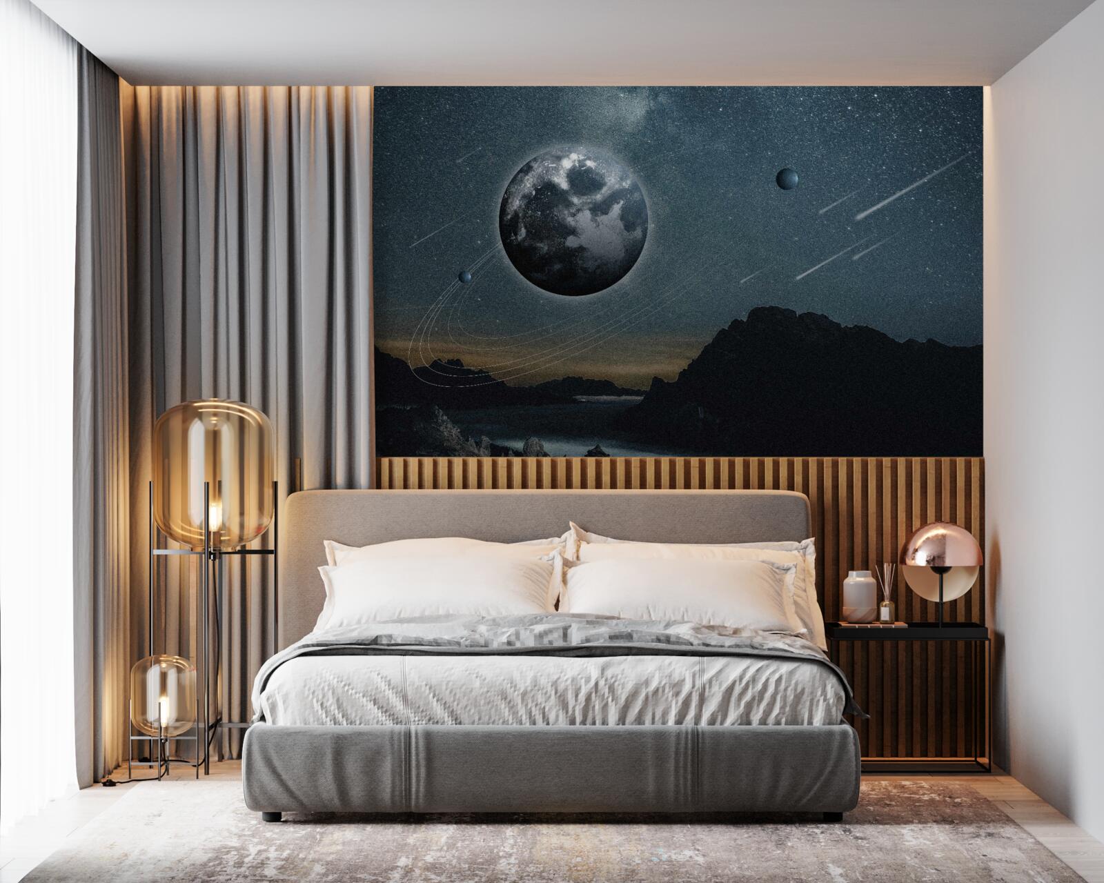 Fototapeta meteorický roj a satelit Zeme