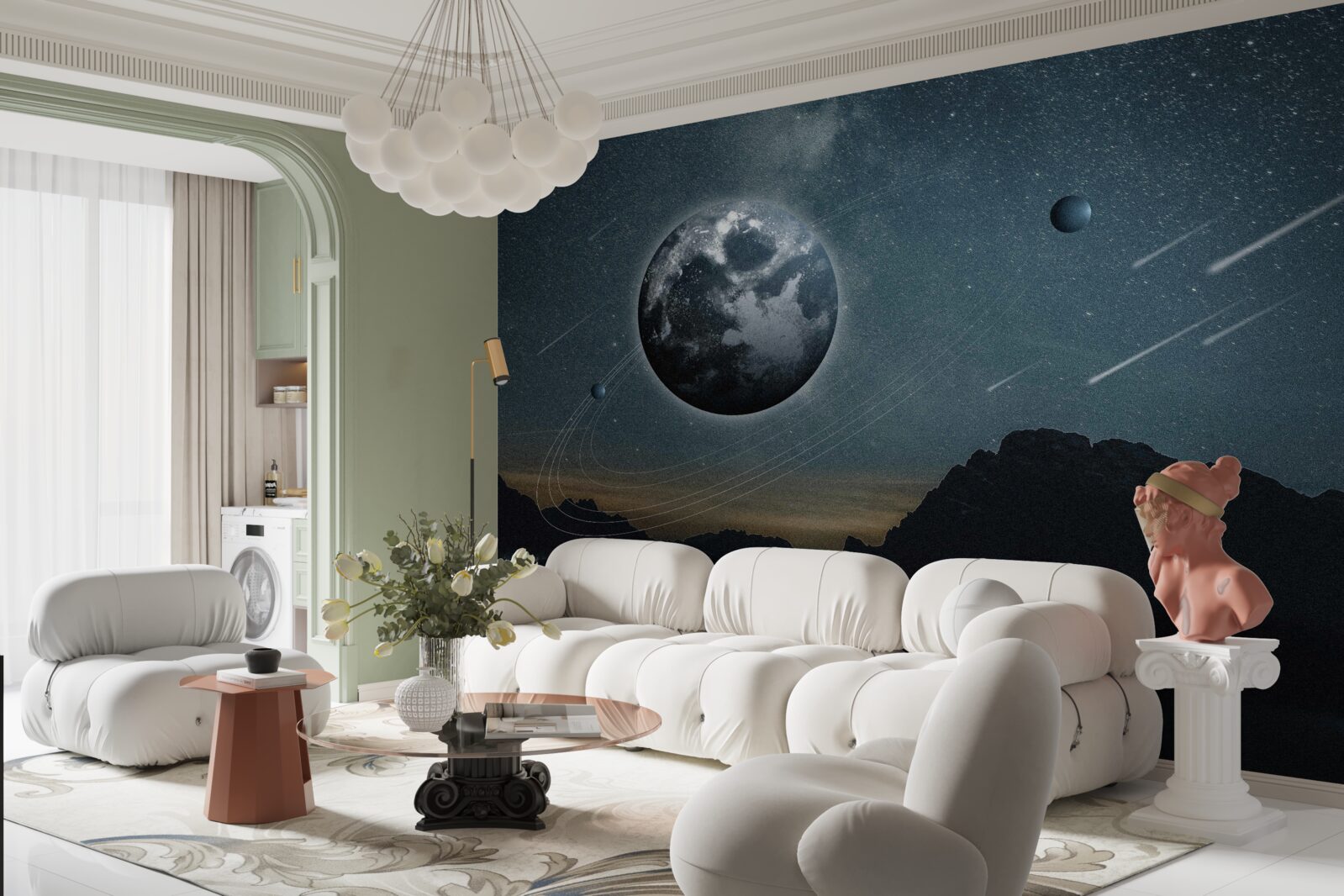 Fototapeta meteorický roj a satelit Zeme