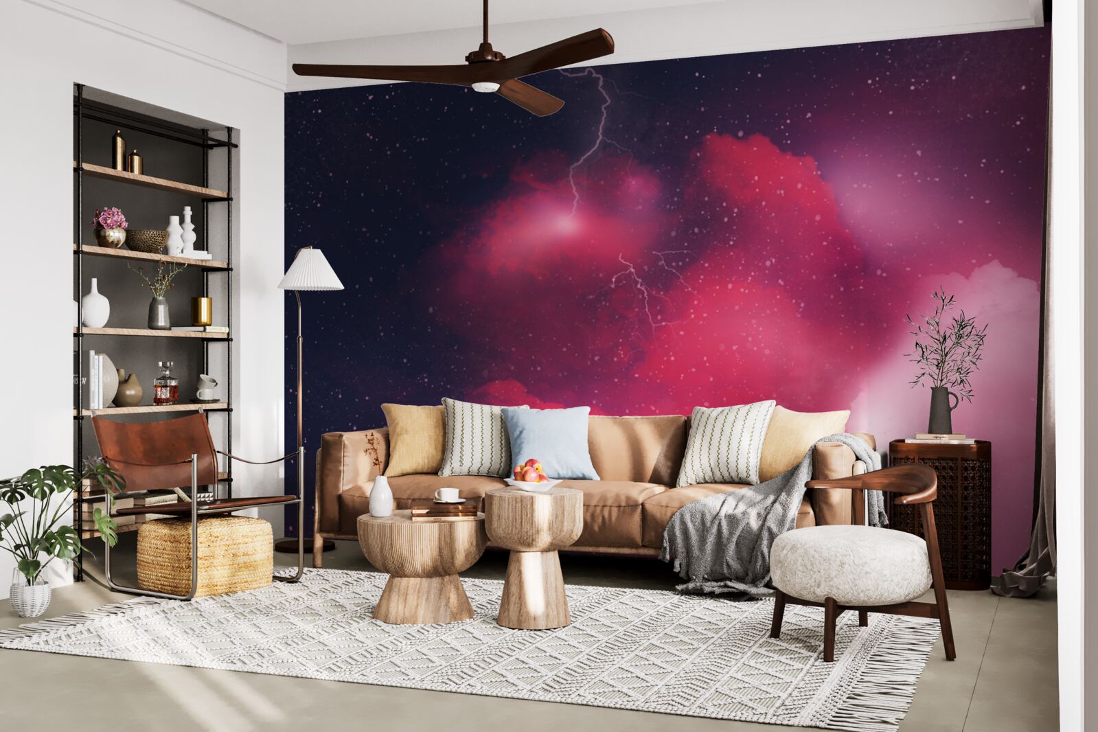 Fototapeta v karmínovom priestore sa blýska búrka