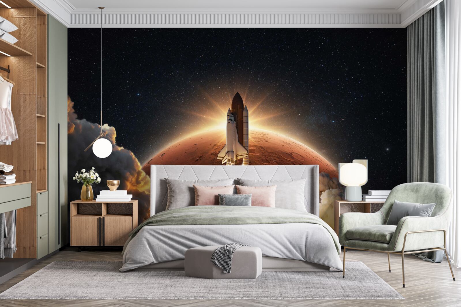 Fototapeta vesmírne cestovanie loďou