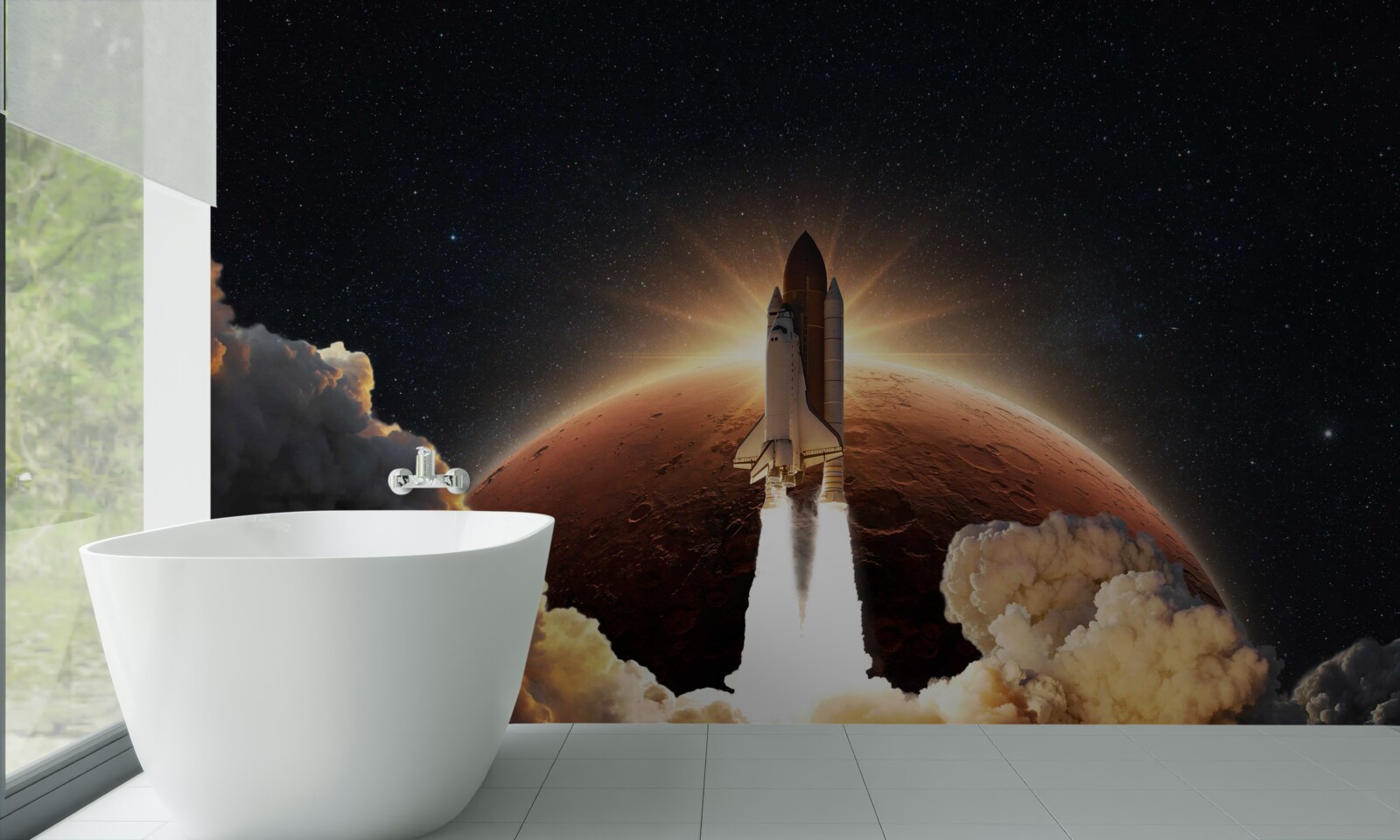 Fototapeta vesmírne cestovanie loďou