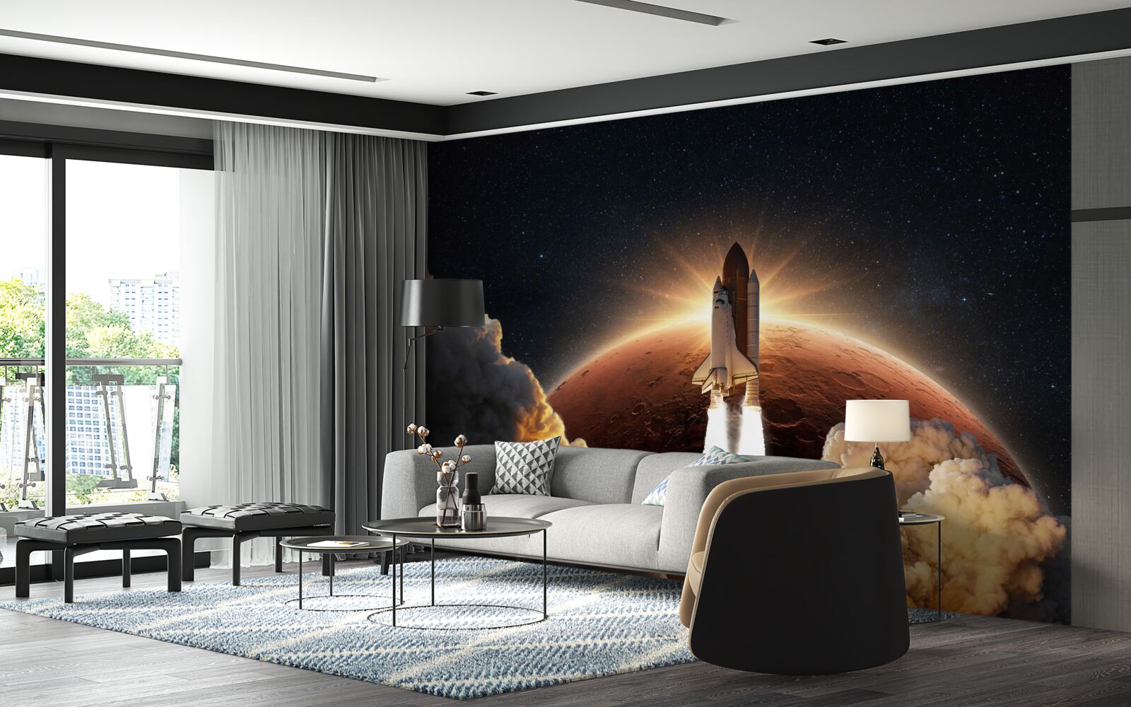 Fototapeta vesmírne cestovanie loďou