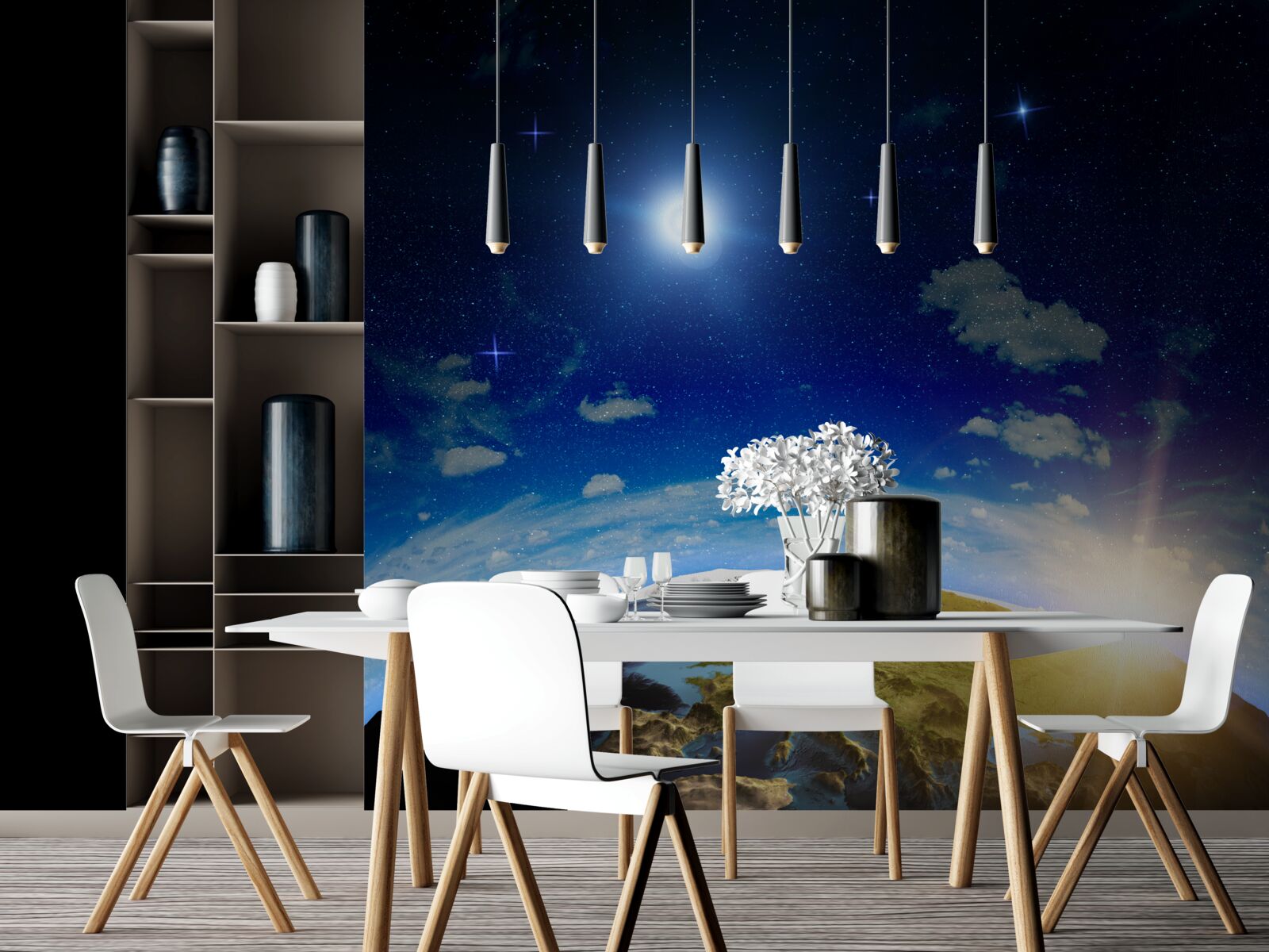 Fototapeta slnko vychádzajúce nad planétou