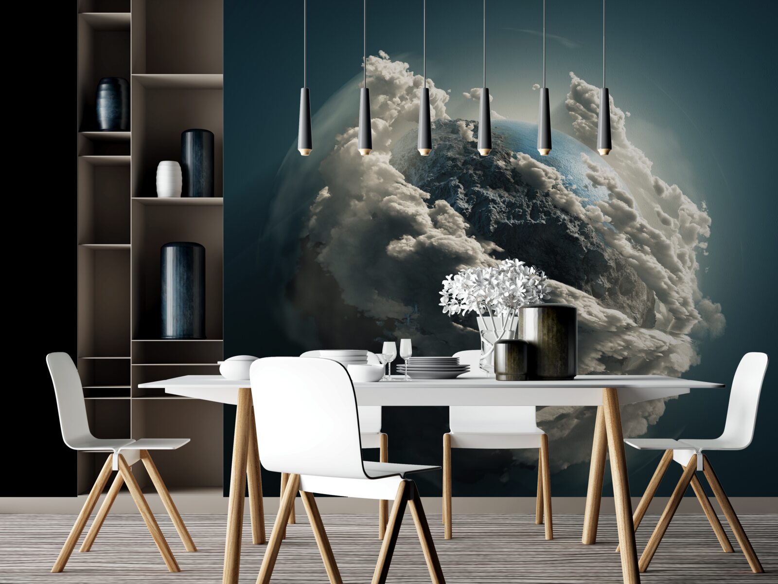 Fototapeta husté mraky sa roztrhajú a odkryjú pohľad na krajinu