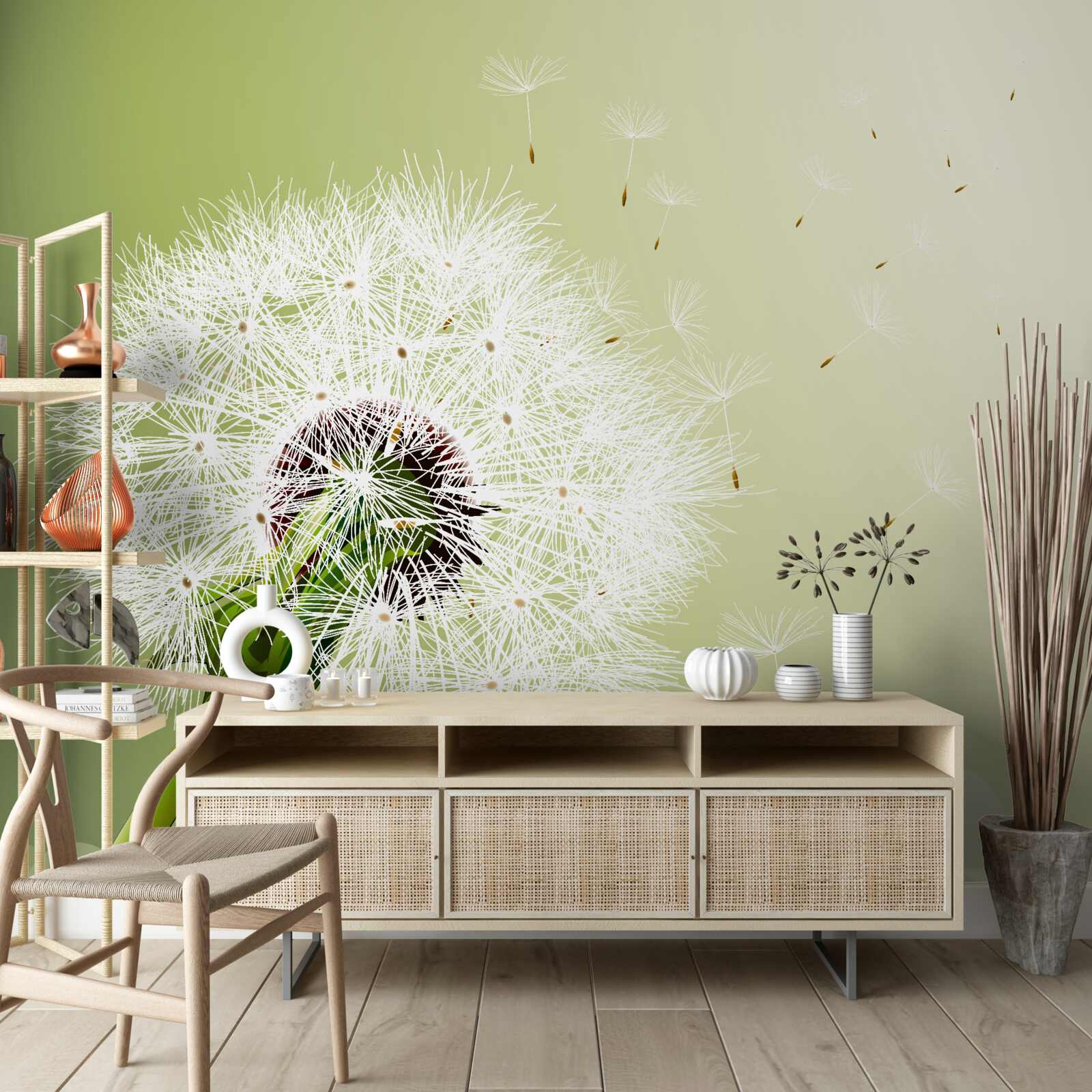 Fototapeta biela púpava letiaca vo vzduchu