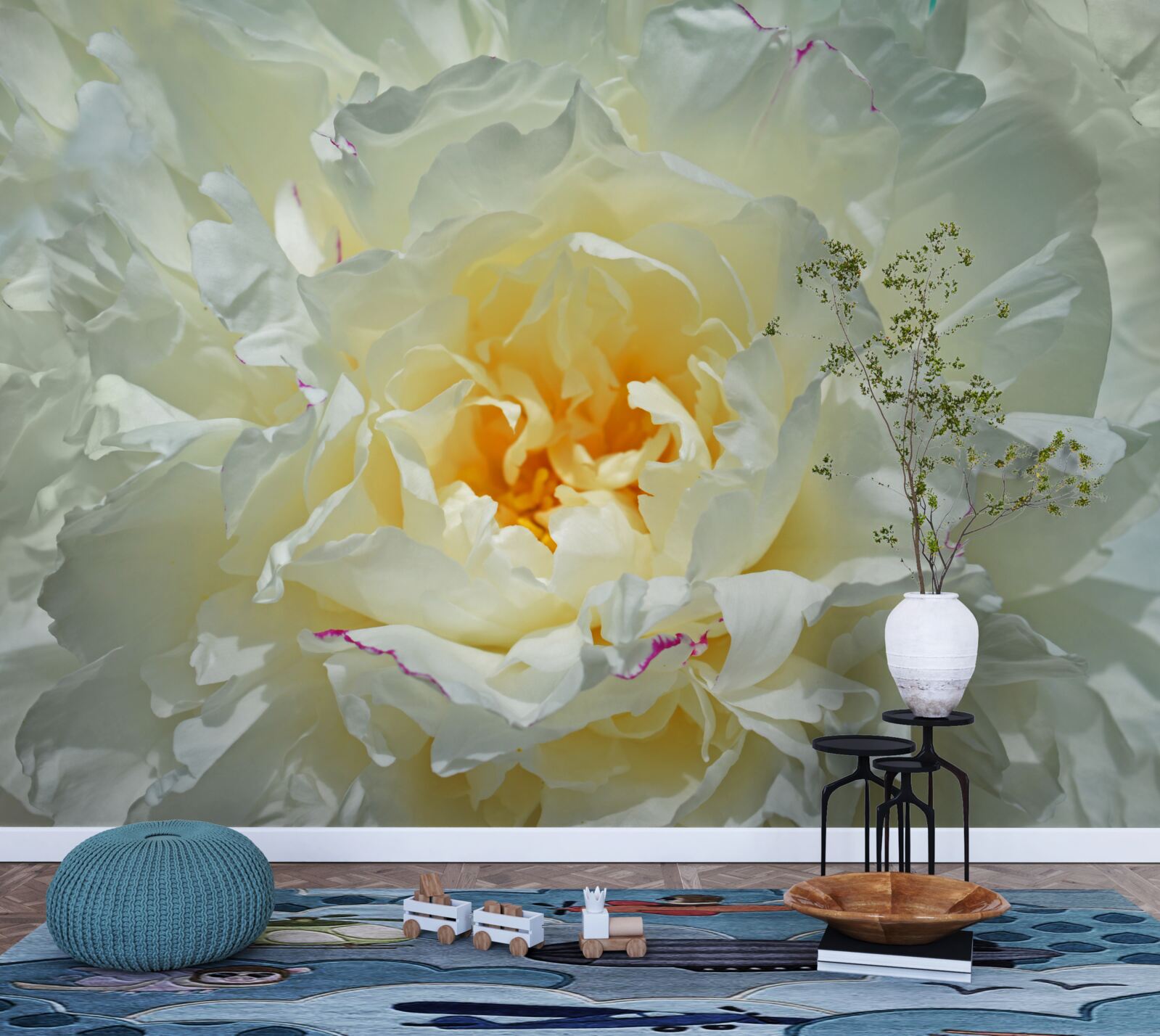 Fototapeta detailný obraz bielej pivónie