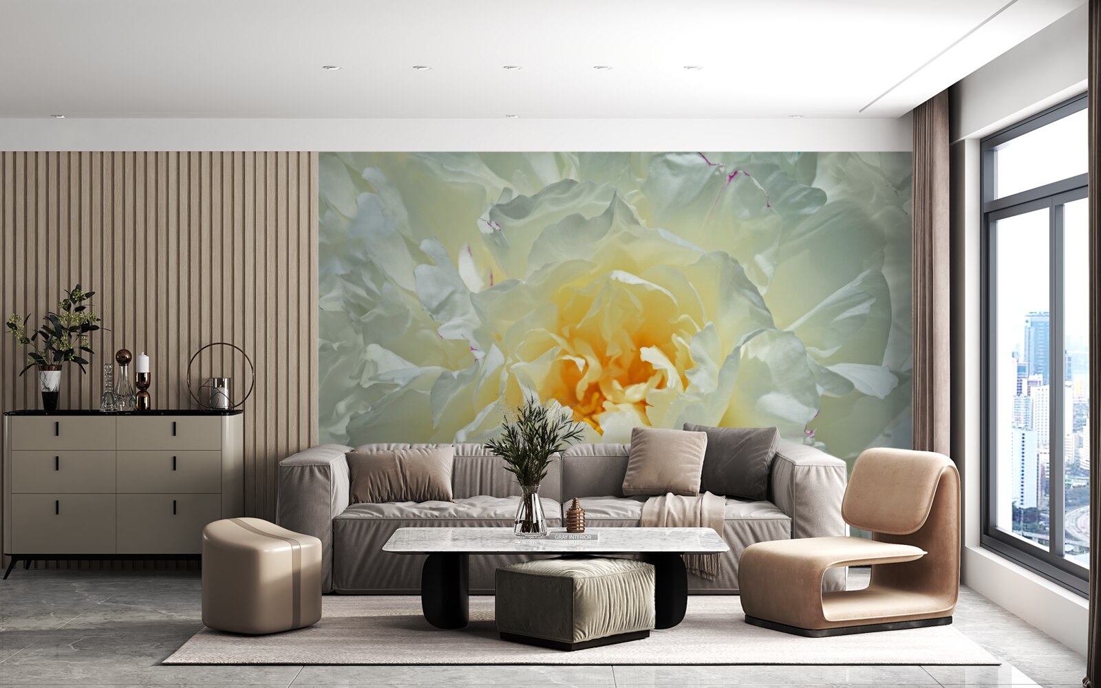 Fototapeta detailný obraz bielej pivónie