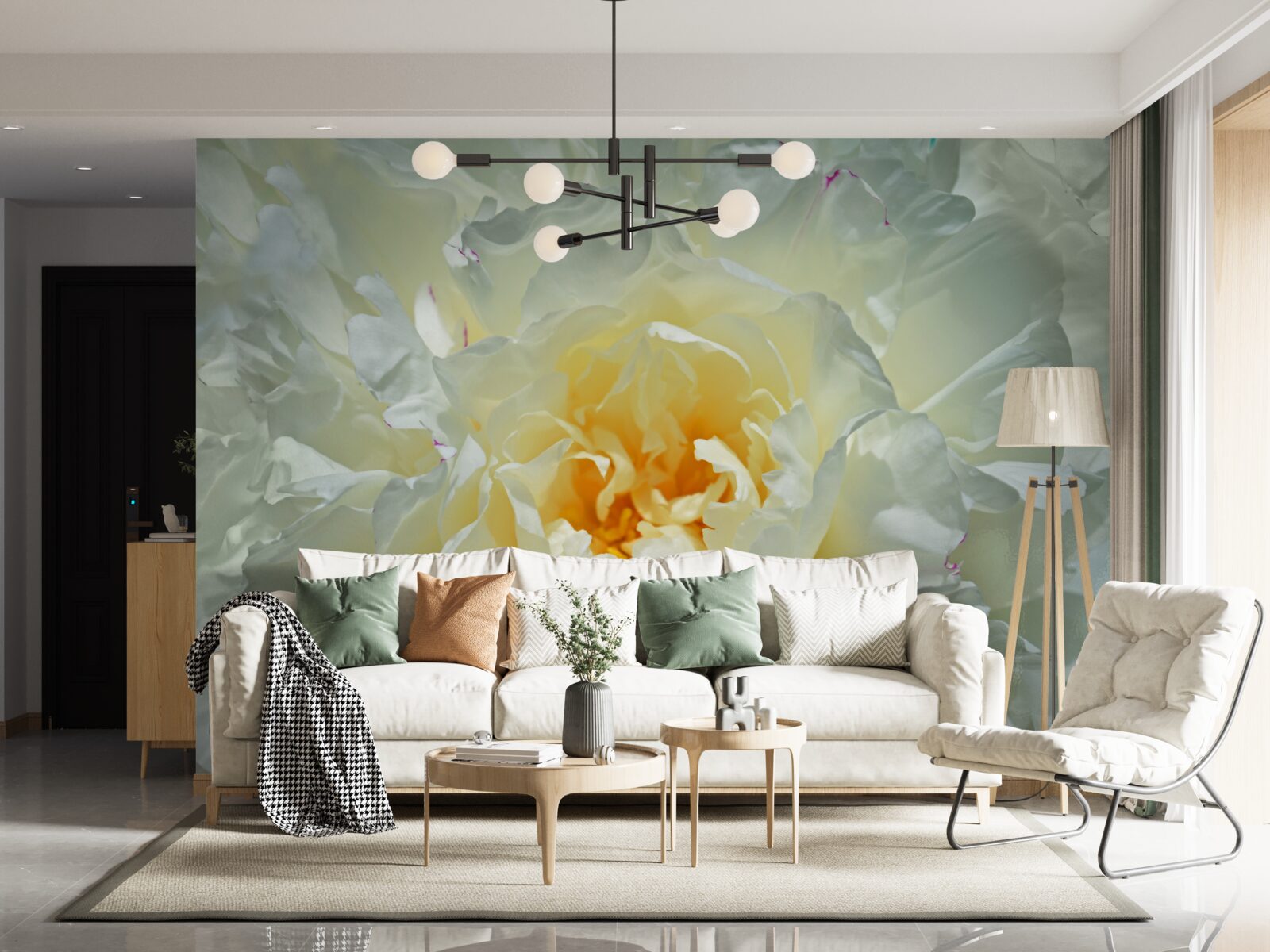 Fototapeta detailný obraz bielej pivónie