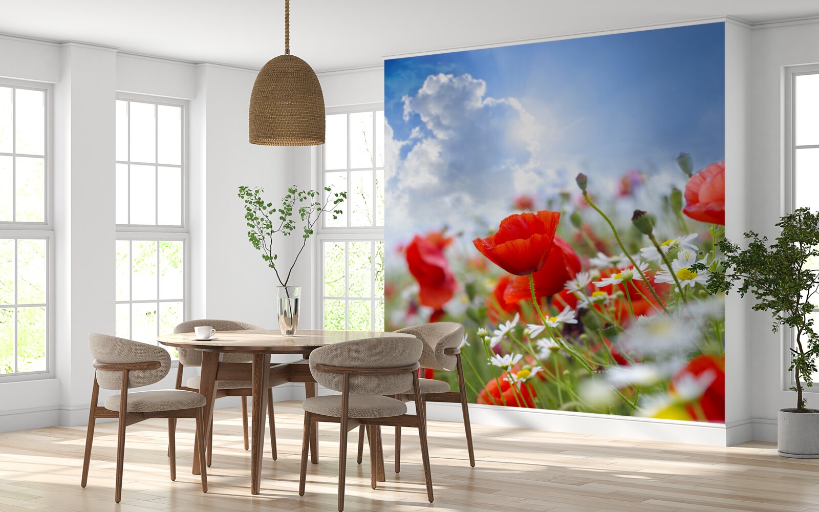 Fototapeta poľné kvety s jasnými makmi