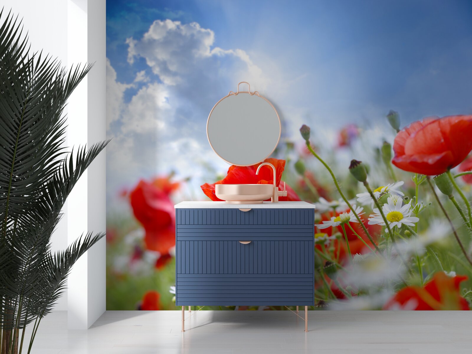 Fototapeta poľné kvety s jasnými makmi