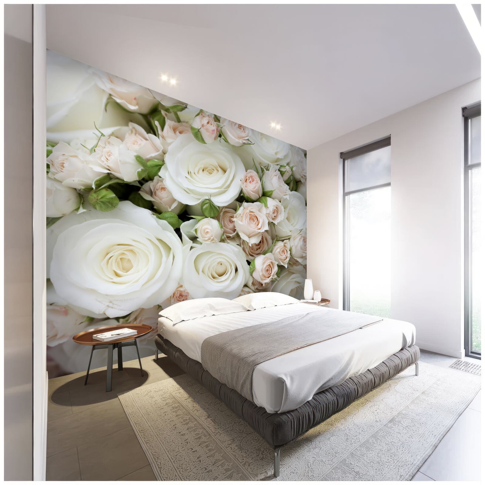 Fototapeta kytica obsahuje béžové a biele striekané ruže