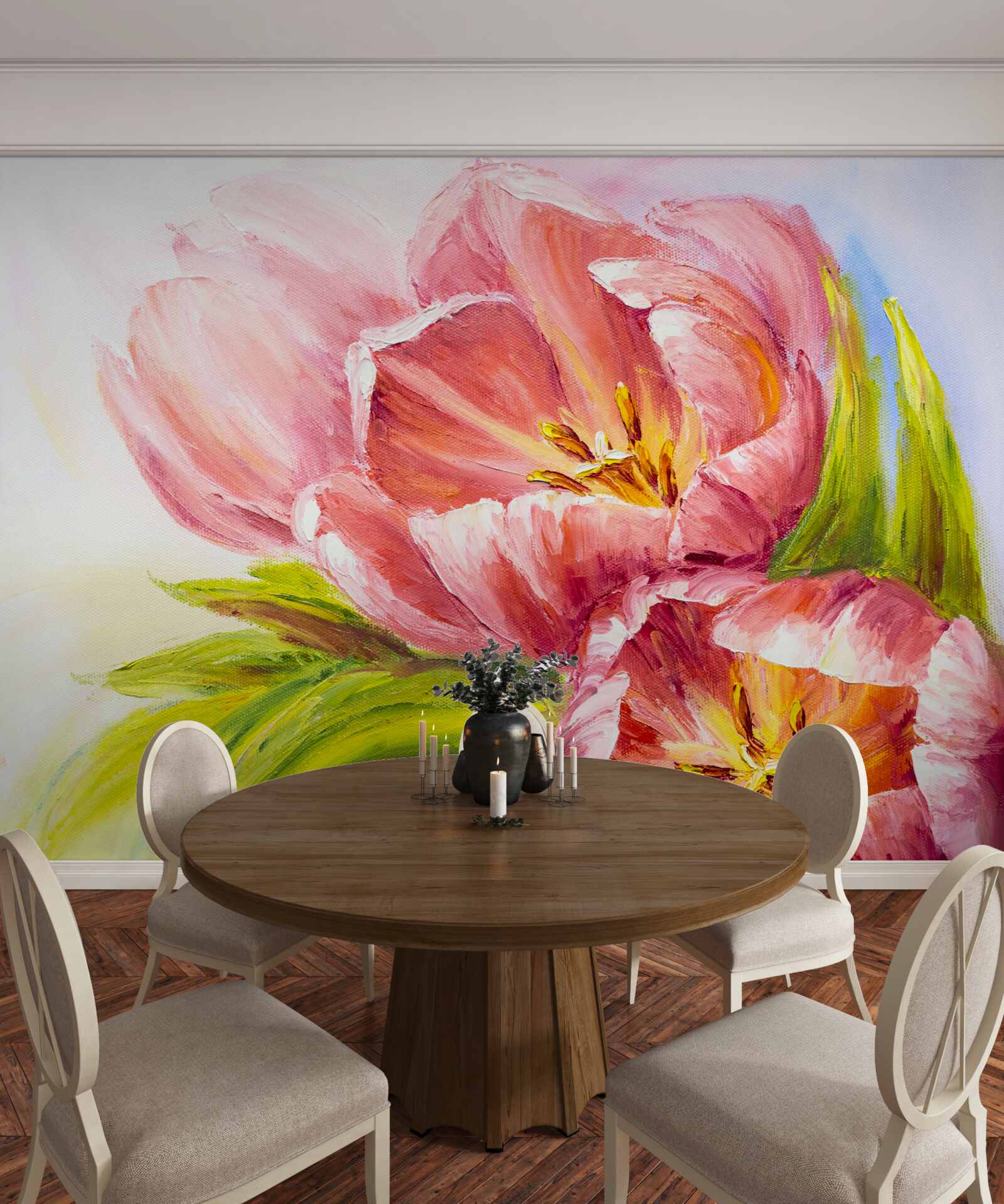 Fototapeta tulipány nakreslené s veľkou chuťou a krásou