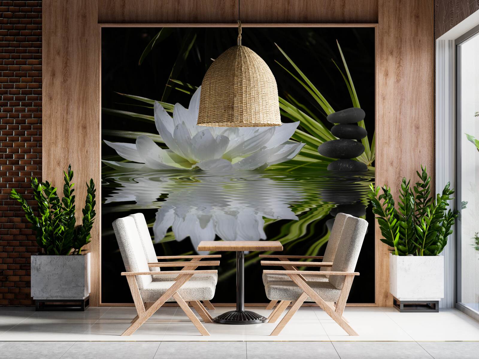 Fototapeta kamene a biele lotosy