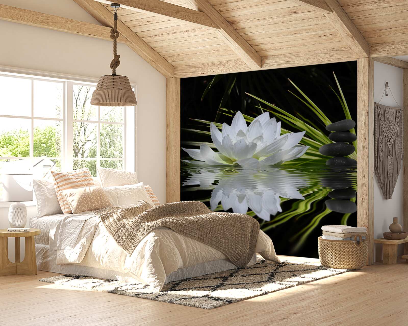 Fototapeta kamene a biele lotosy