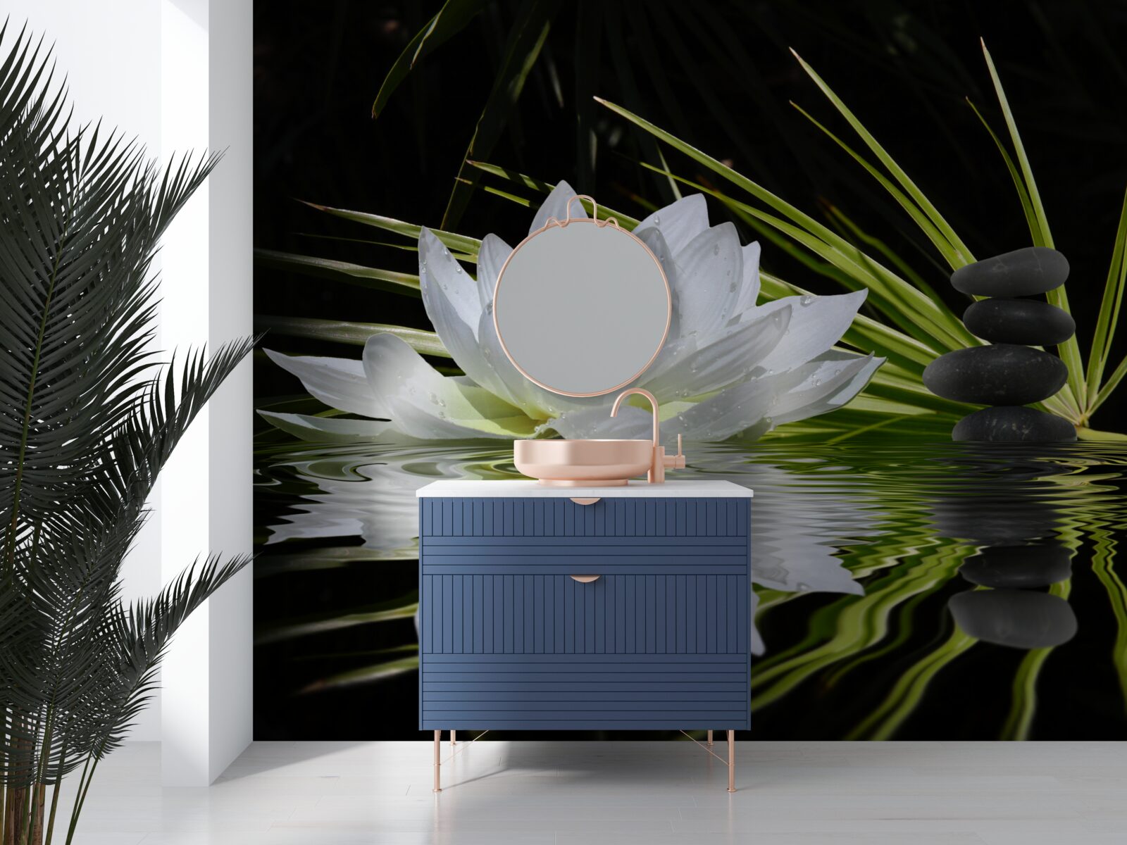 Fototapeta kamene a biele lotosy