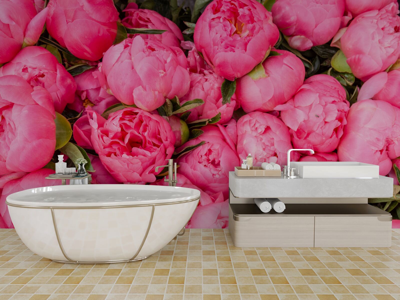 Fototapeta krásne ružové pivonky