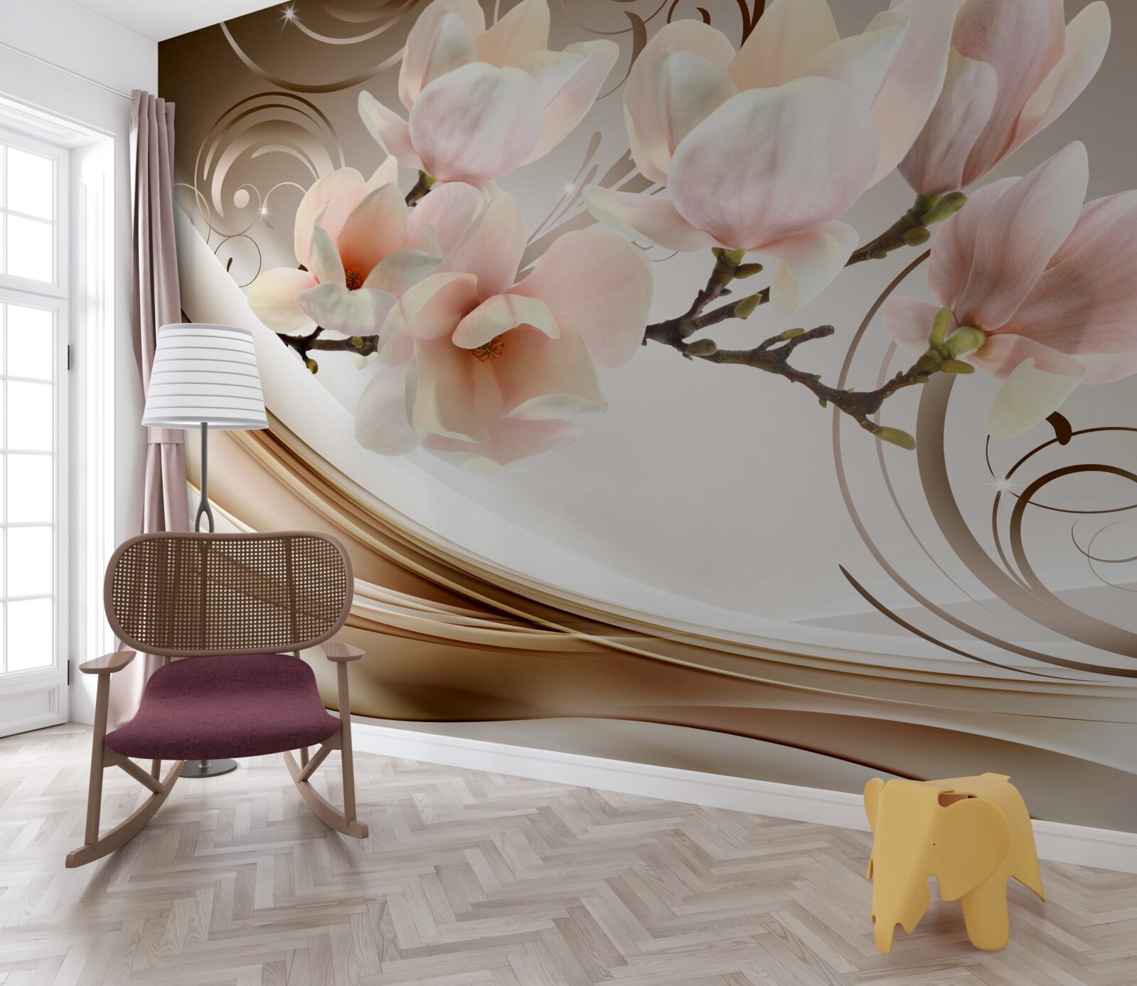 Fototapeta rozkvitnutý konár ozdobený jemnými ružovými kvietkami