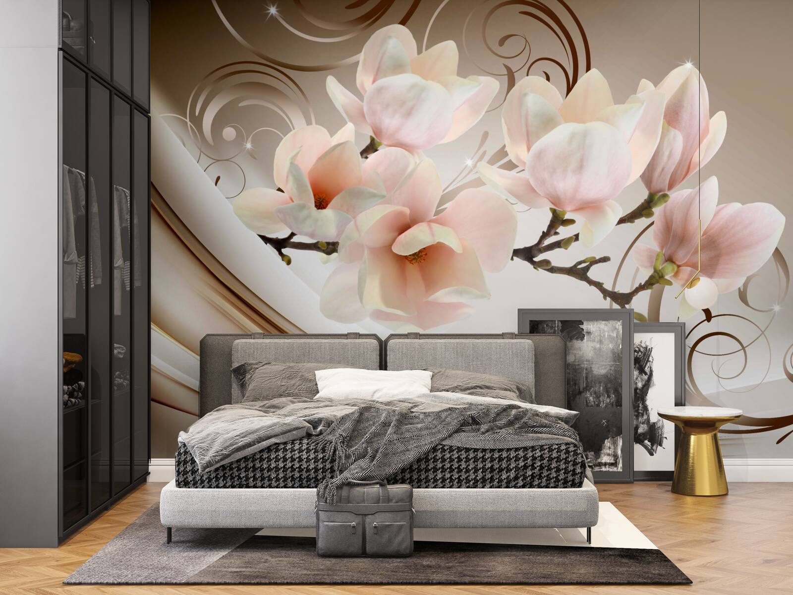 Fototapeta rozkvitnutý konár ozdobený jemnými ružovými kvietkami