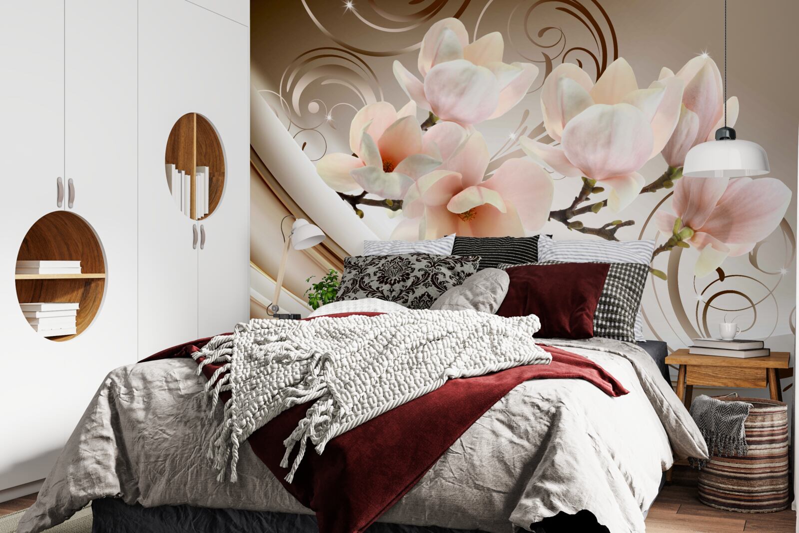 Fototapeta rozkvitnutý konár ozdobený jemnými ružovými kvietkami