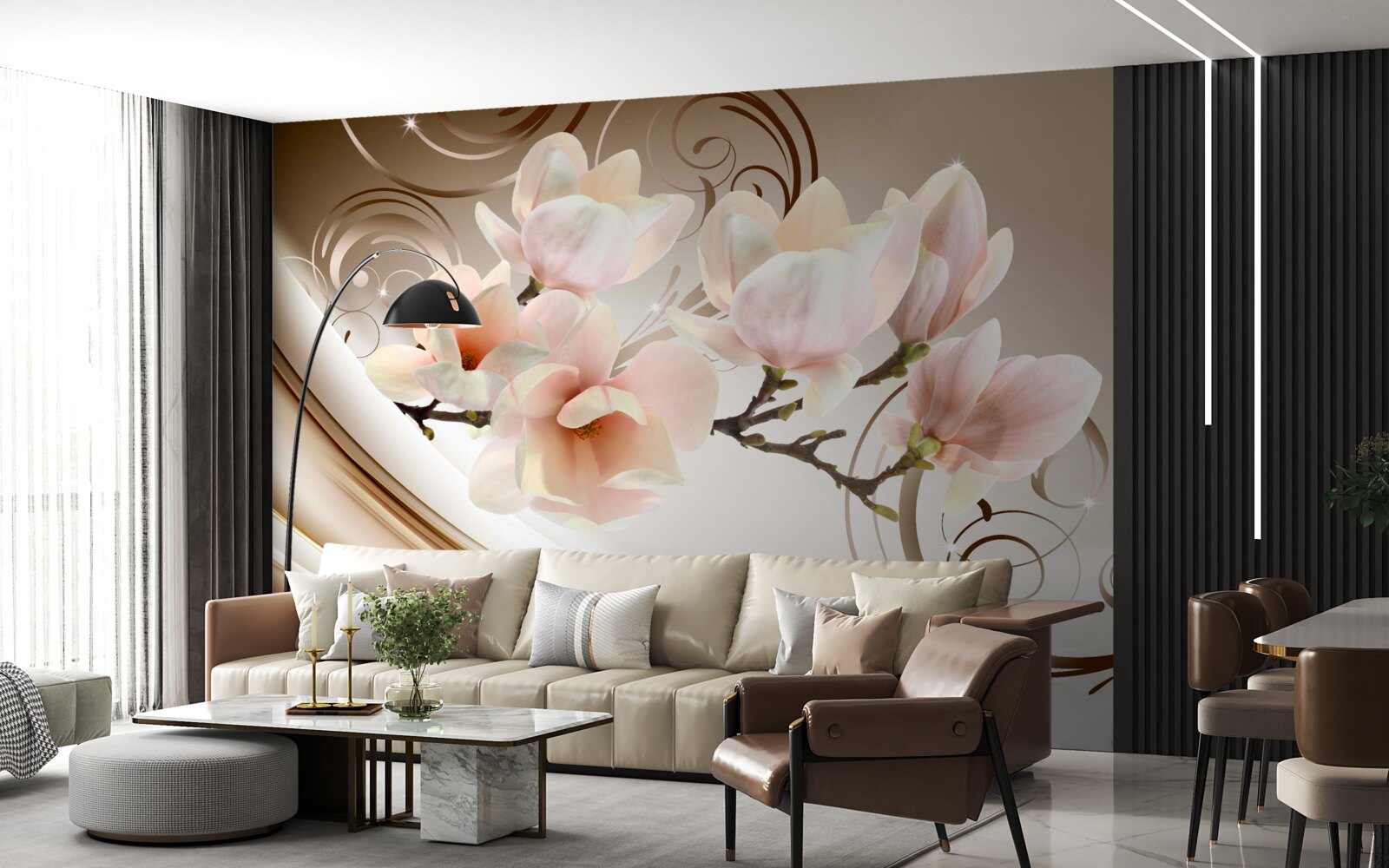 Fototapeta rozkvitnutý konár ozdobený jemnými ružovými kvietkami