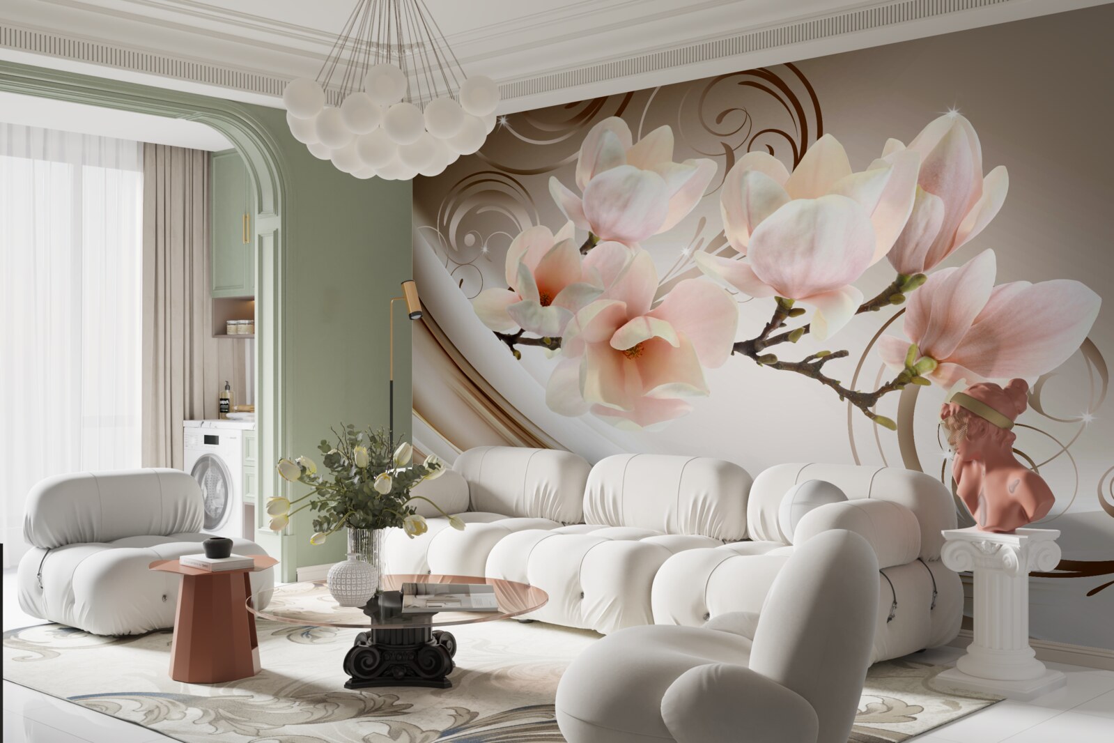 Fototapeta rozkvitnutý konár ozdobený jemnými ružovými kvietkami