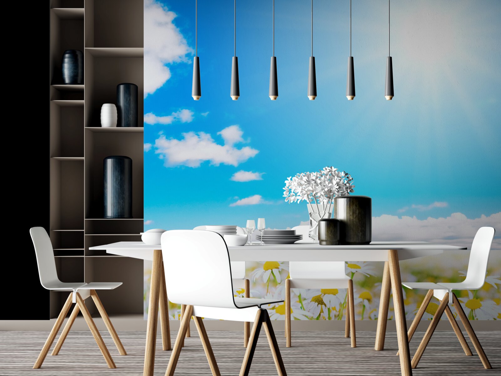 Fototapeta Slnečné svetlo osvetľuje pole hojných sedmokrások