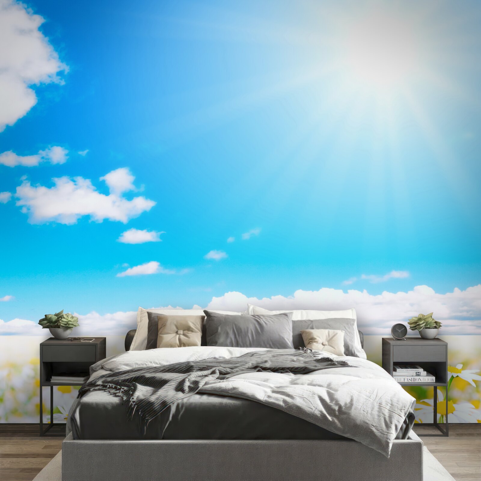 Fototapeta Slnečné svetlo osvetľuje pole hojných sedmokrások