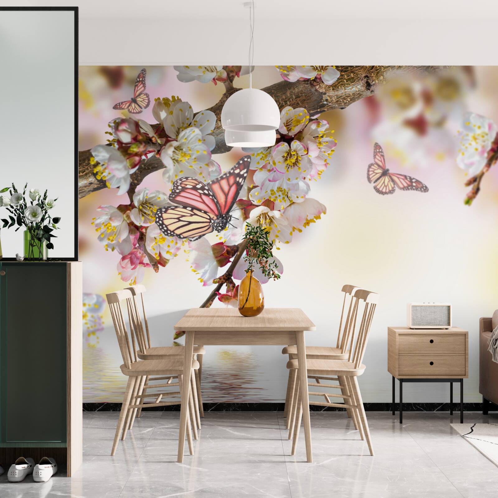 Fototapeta sakury sa stali domovom motýľov