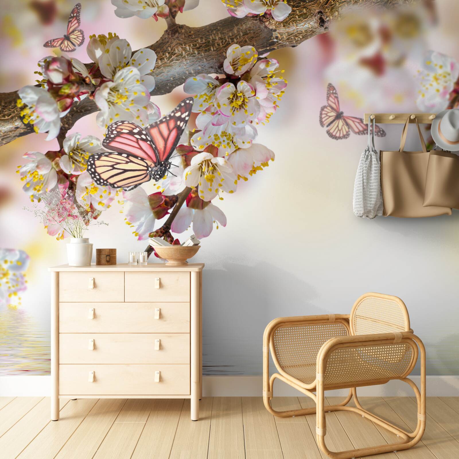 Fototapeta sakury sa stali domovom motýľov