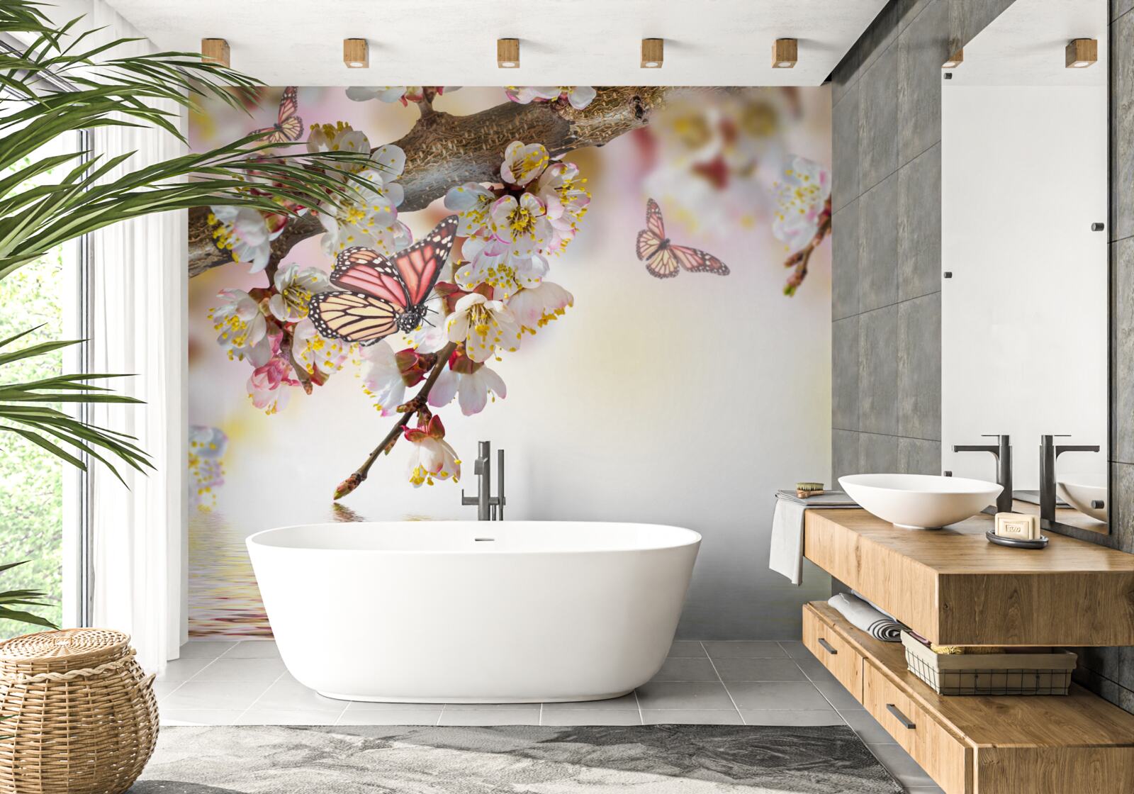 Fototapeta sakury sa stali domovom motýľov