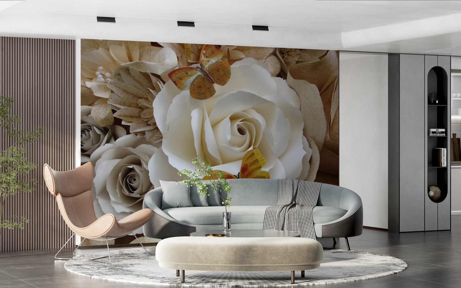 Fototapeta veľký biely háj sa stal pristávacím miestom pre motýle