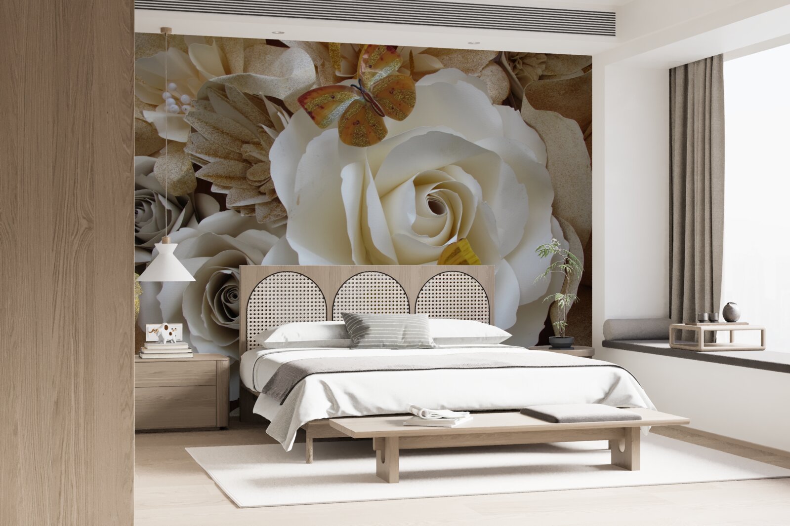 Fototapeta veľký biely háj sa stal pristávacím miestom pre motýle