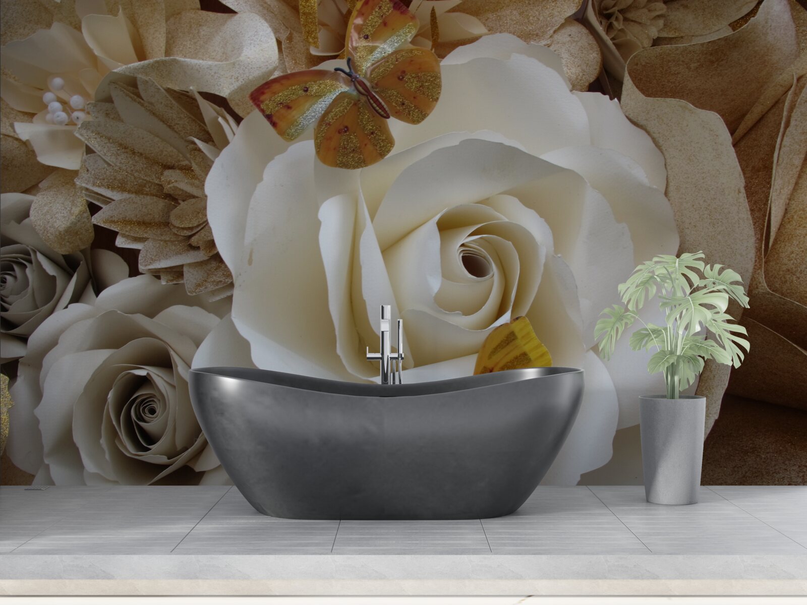 Fototapeta veľký biely háj sa stal pristávacím miestom pre motýle