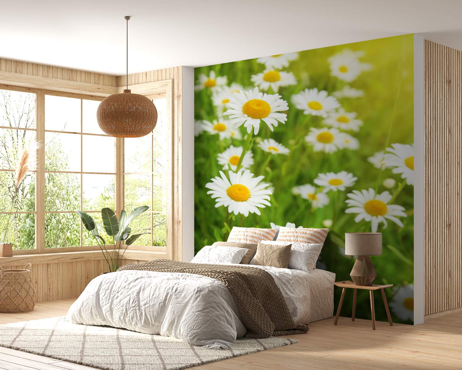 Fototapeta pole snehobielych sedmokrások v zeleni