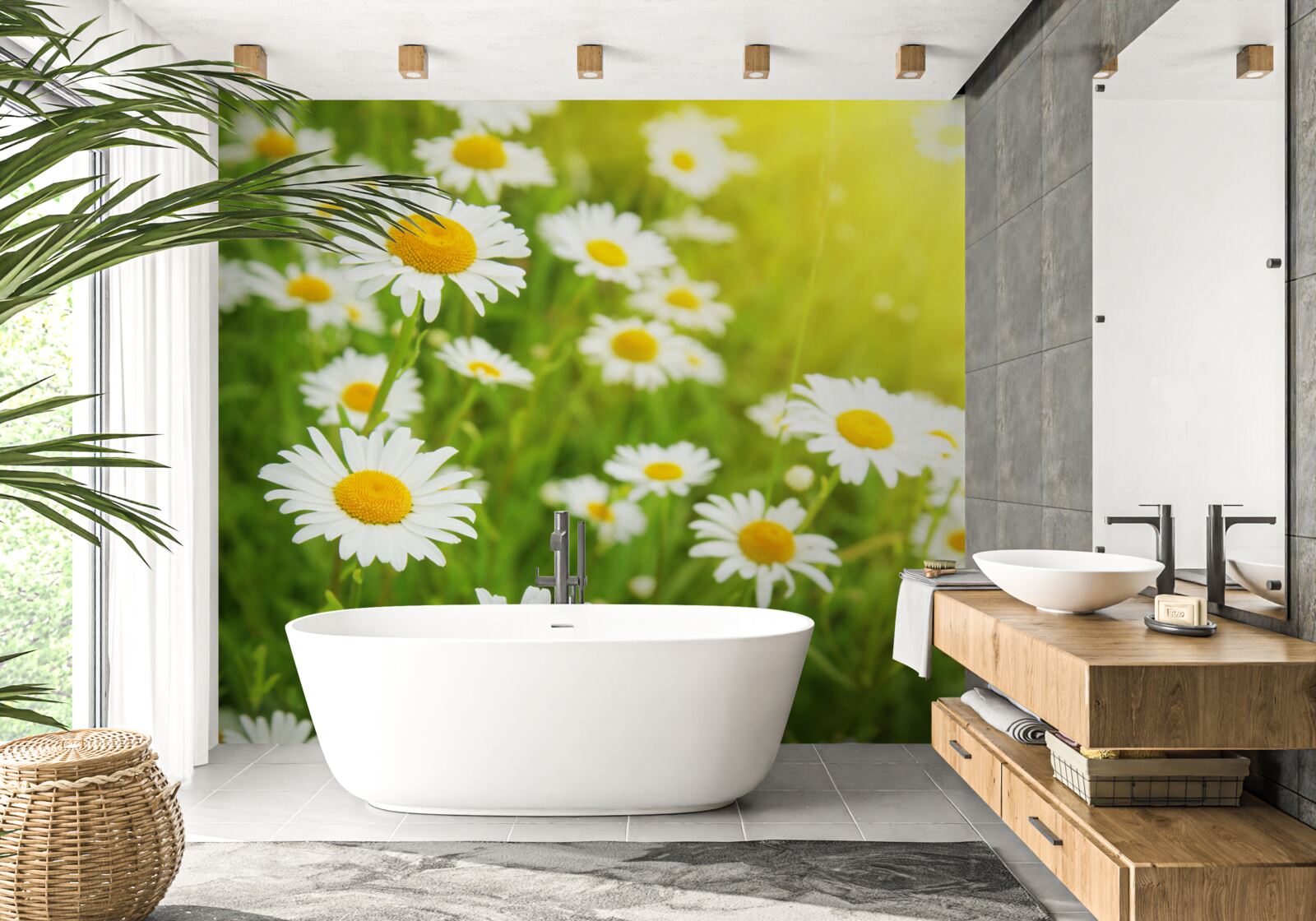 Fototapeta pole snehobielych sedmokrások v zeleni