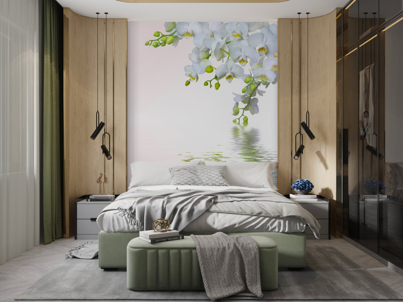 Fototapeta orchidey biele ako sneh za úsvitu