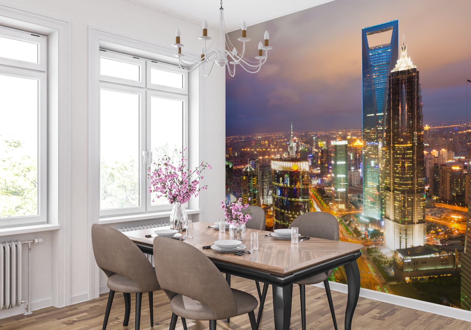 Fototapeta nočné vrcholy mestských budov