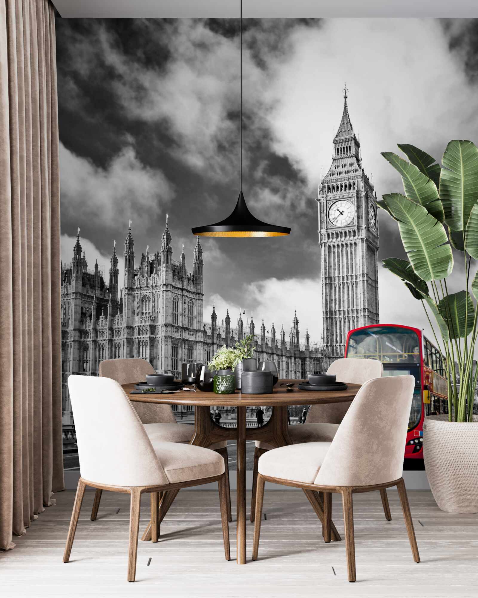 Fototapeta big ben a červený autobus