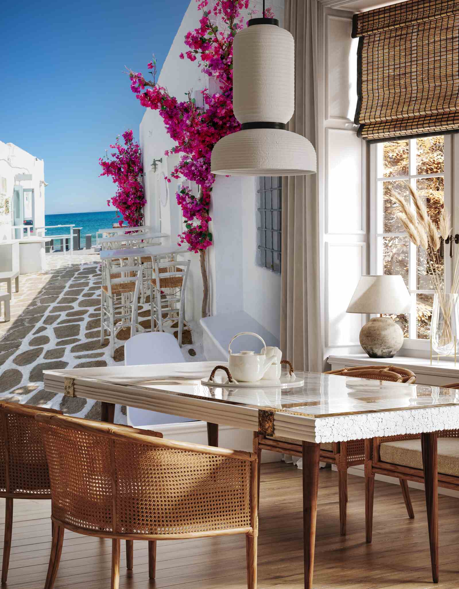 Fototapeta morská ulica natretá bielou farbou