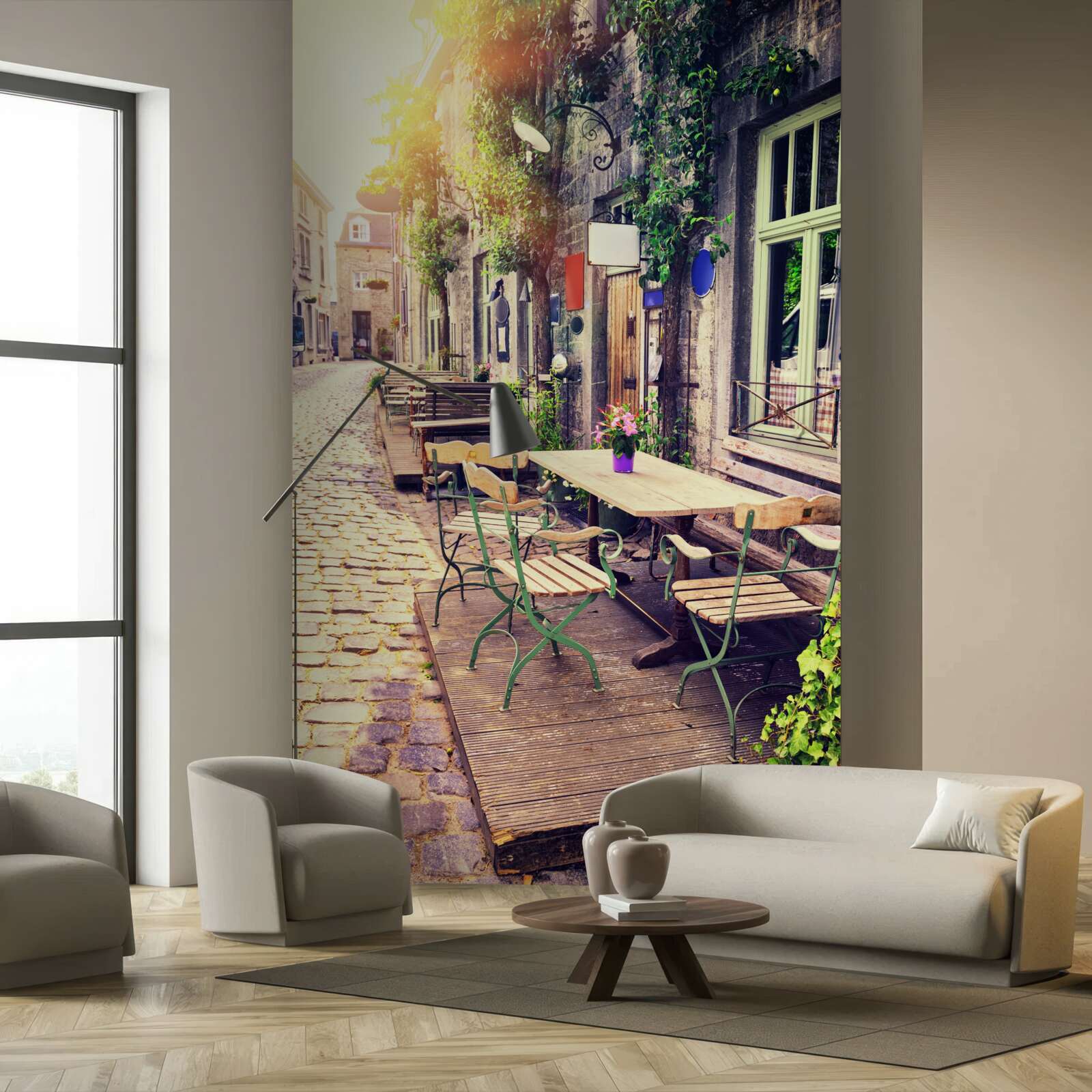 Fototapeta rodinná kaviareň s útulnou atmosférou za úsvitu