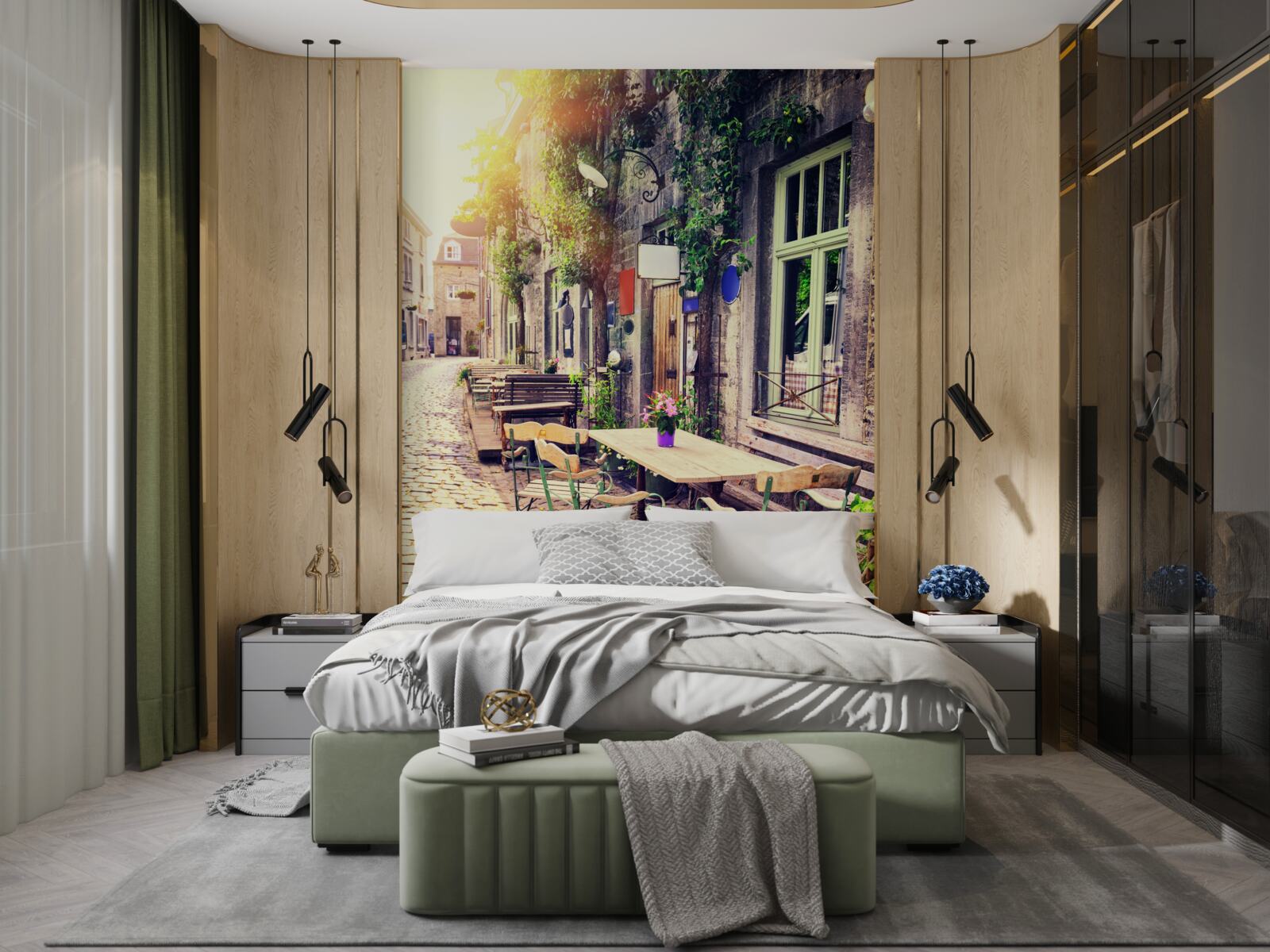 Fototapeta rodinná kaviareň s útulnou atmosférou za úsvitu