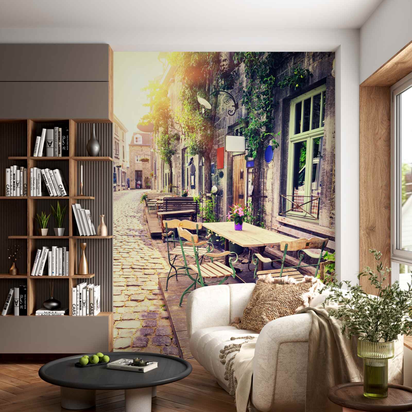 Fototapeta rodinná kaviareň s útulnou atmosférou za úsvitu