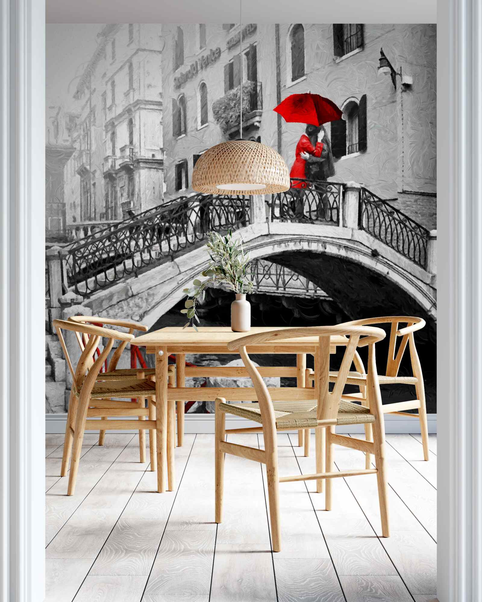 Fototapeta čiernobiela fotografia páru na benátskom moste